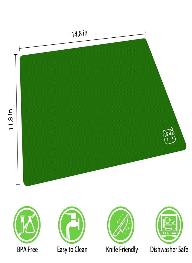 ZVP Plastic Cutting Boards, Flexible Cutting Mats for Cooking, Cutting Boards for Kitchen Dishwasher Safe, Food Icons, Anti-slip, BPA Free, Gradient Green Set of 5, 15x12In - Image 2
