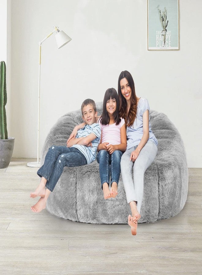 Taotique (No Filler) 6FT Giant Bean Bag Chair Cover Soft Faux RH Fur Sofa Bed Washable Bean Bag Couch Cover for Adult and Kids with Liner - Image 3