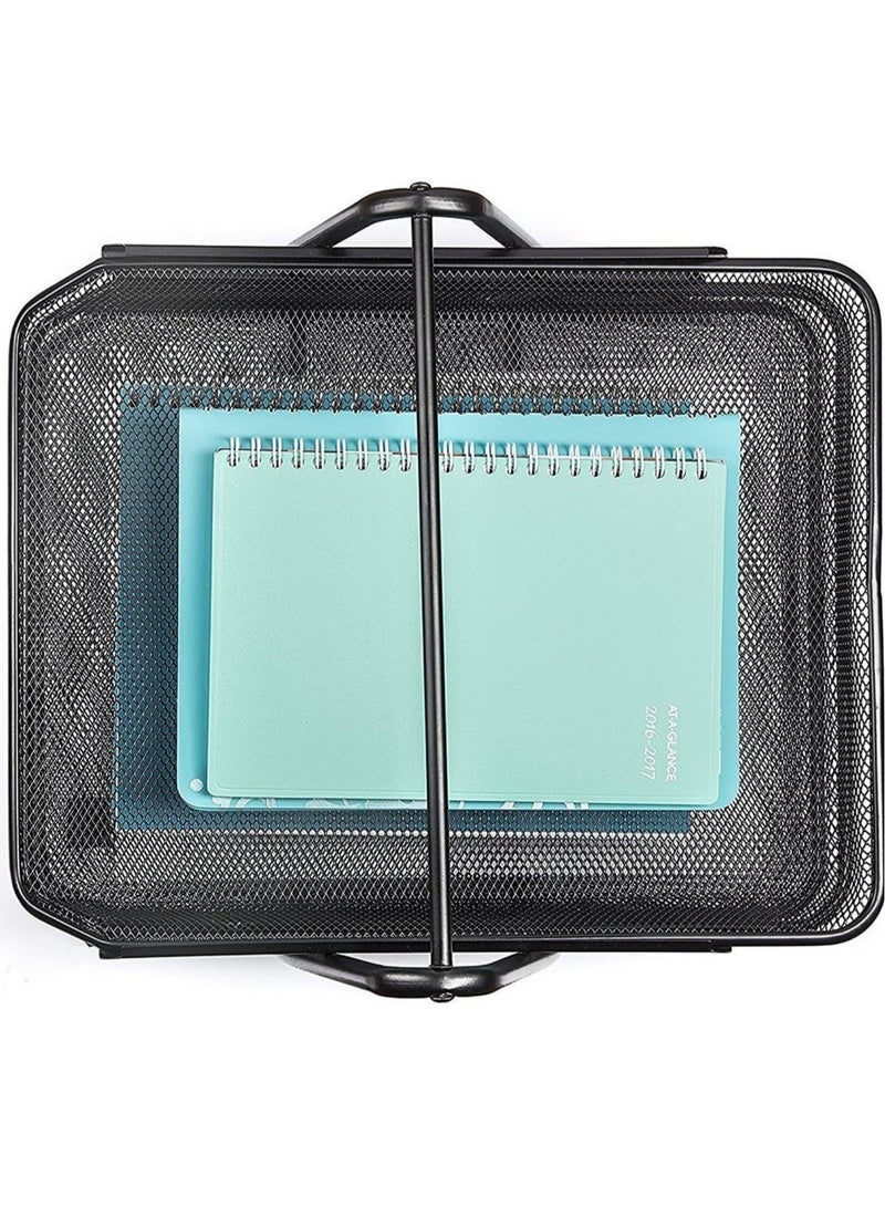 ELTRAZONE Metal Mesh 3 Tier Desk Organizer File Tray for Documents, Letters, Magazine, Newspaper for Office (Black Color) - Image 3