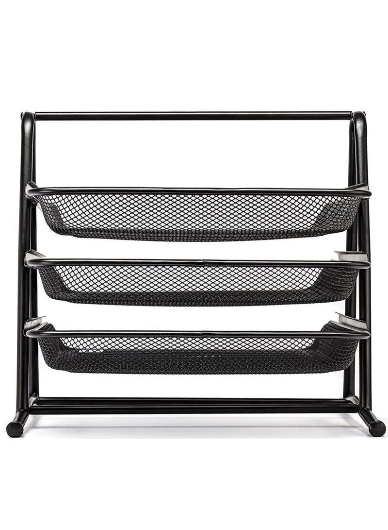 ELTRAZONE Metal Mesh 3 Tier Desk Organizer File Tray for Documents, Letters, Magazine, Newspaper for Office (Black Color) - Image 5