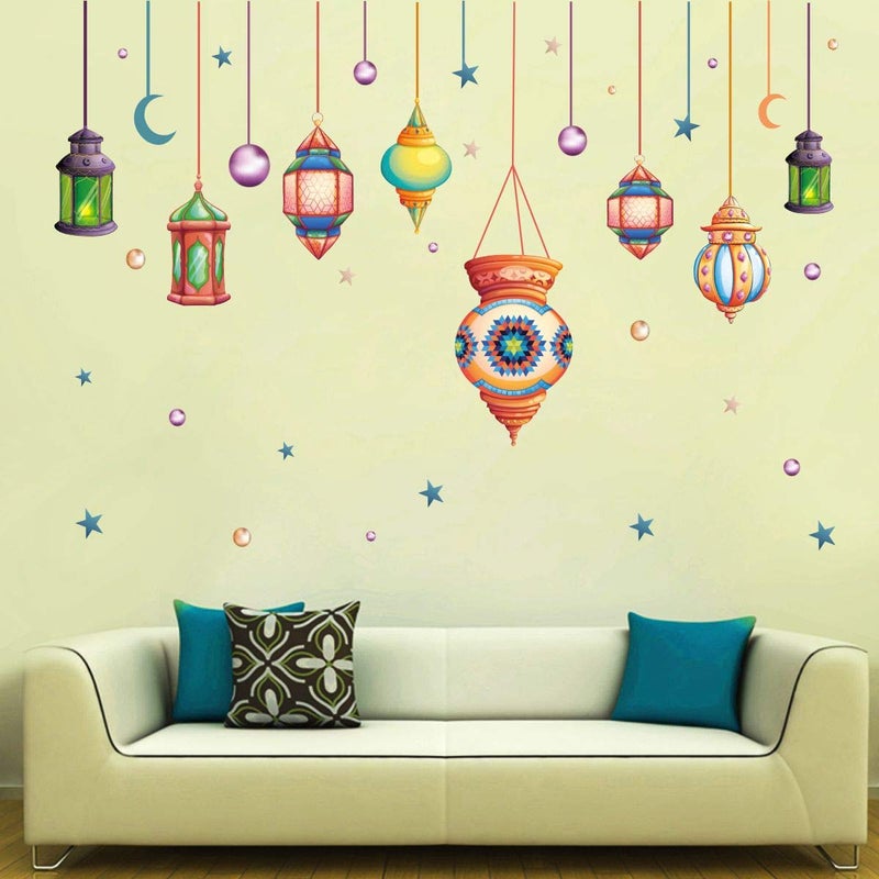 DecorVilla Decor Villa PVC Vinyl Decorative Lamp 3D Wall Sticker JUST Peel Stick New Modern Art Trendy Wall Stickers for Home Decoration Living RoomOffice Bedroom etc Size 58 CM X 53 CM Multicolor - Image 3