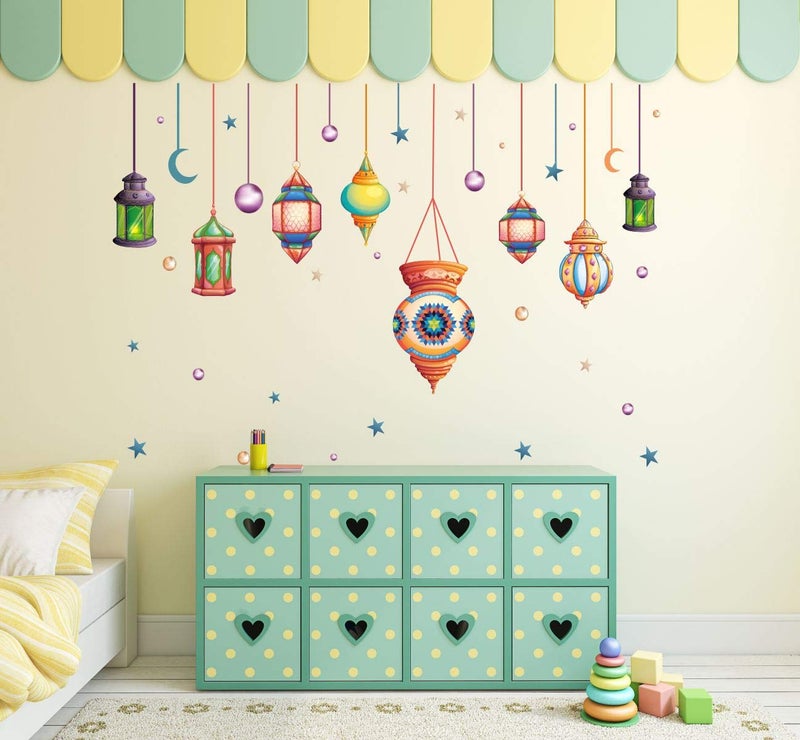 DecorVilla Decor Villa PVC Vinyl Decorative Lamp 3D Wall Sticker JUST Peel Stick New Modern Art Trendy Wall Stickers for Home Decoration Living RoomOffice Bedroom etc Size 58 CM X 53 CM Multicolor - Image 2