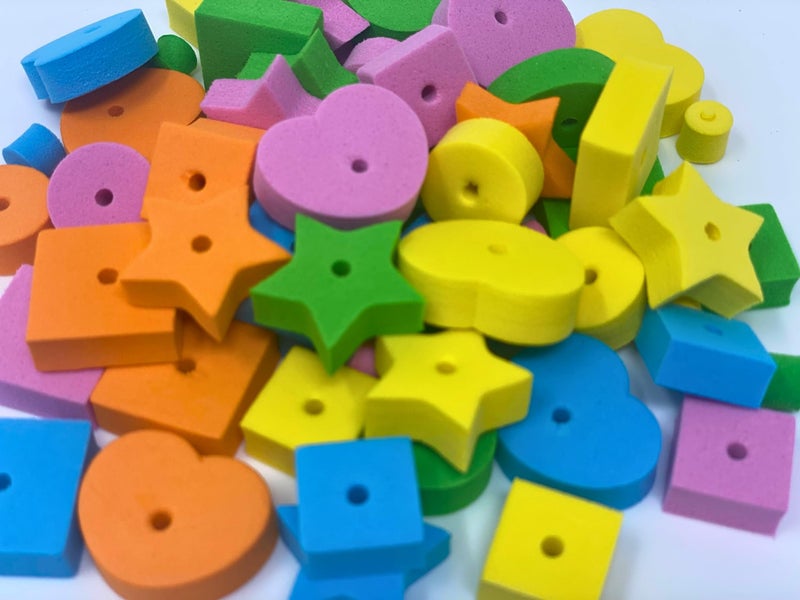 Bonka Bird Toys Bonka Bird Toys 1194 Pack 60 Colored Fun Shapes Foam Beads Assorted Colors and Shapes Parts Craft Charms Bird Toy Making Project Teen Jewelry Favor Gift