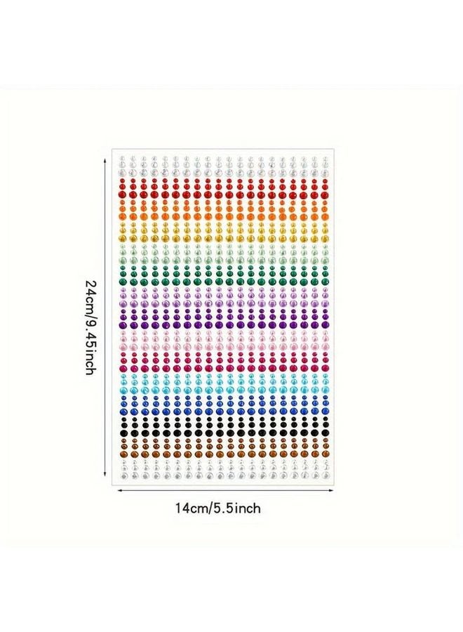 ملصقات وجه قوس قزح متعددة الألوان ذات بريق، وشم وجهي ذاتي اللصق، مجوهرات الراينستون للعين - Image 1
