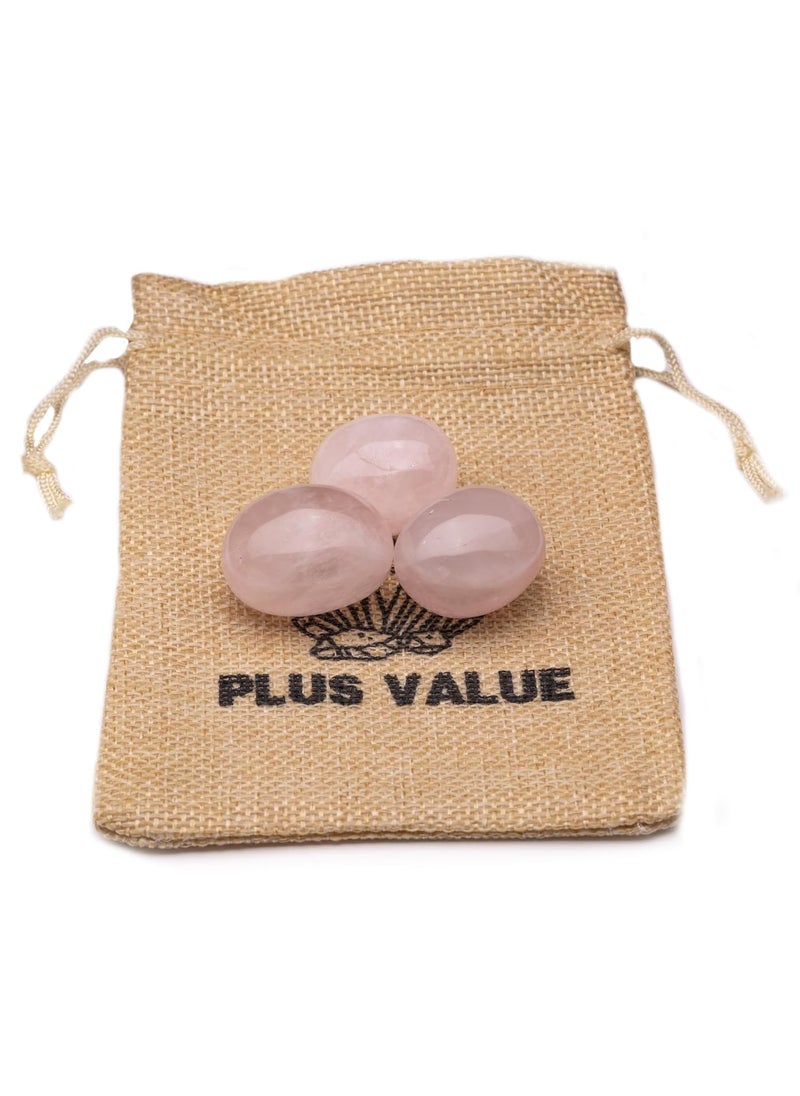 Plus Value Plus Value Premium Rose Quartz Tumbled Stone Pebbles Reiki Healing Aura Chakra 50grams Jute Bag  - Image 2