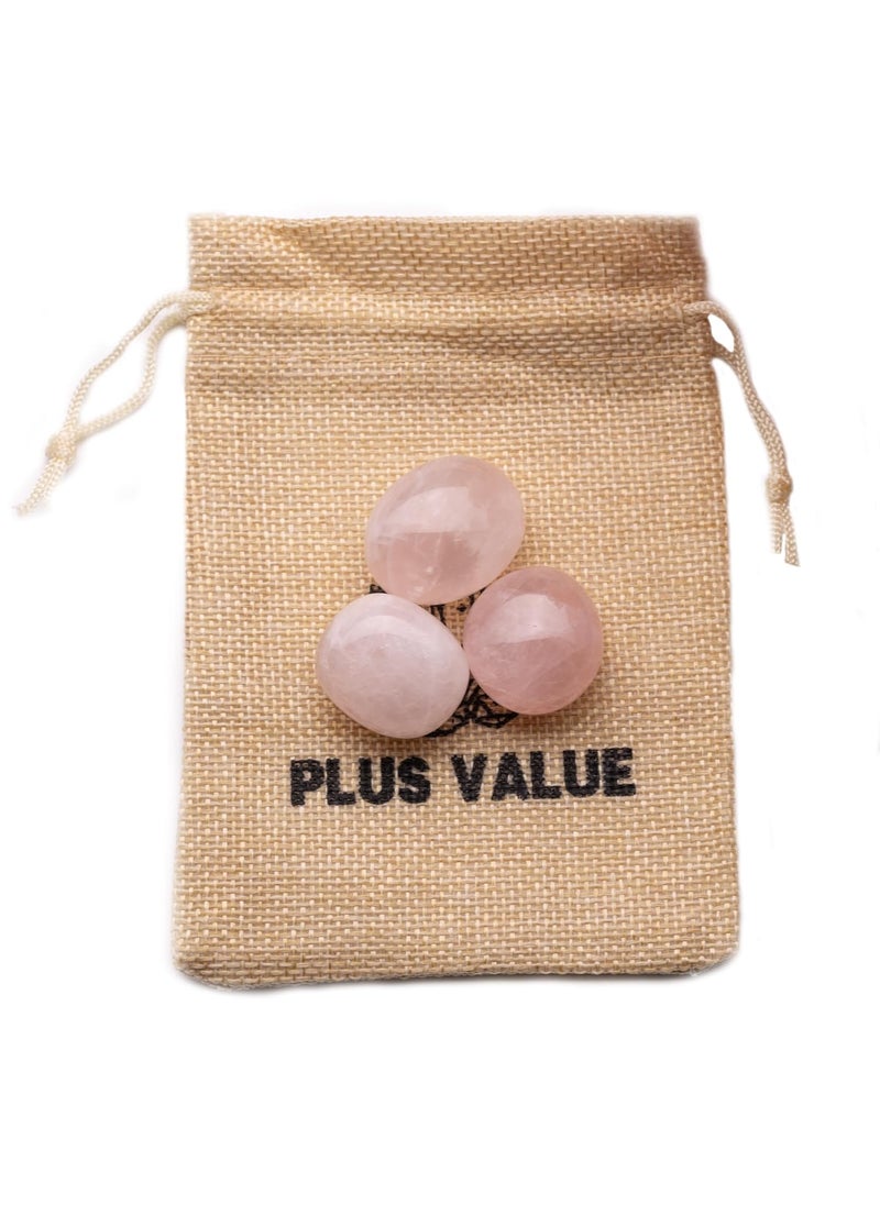 Plus Value Plus Value Premium Rose Quartz Tumbled Stone Pebbles Reiki Healing Aura Chakra 50grams Jute Bag  - Image 1