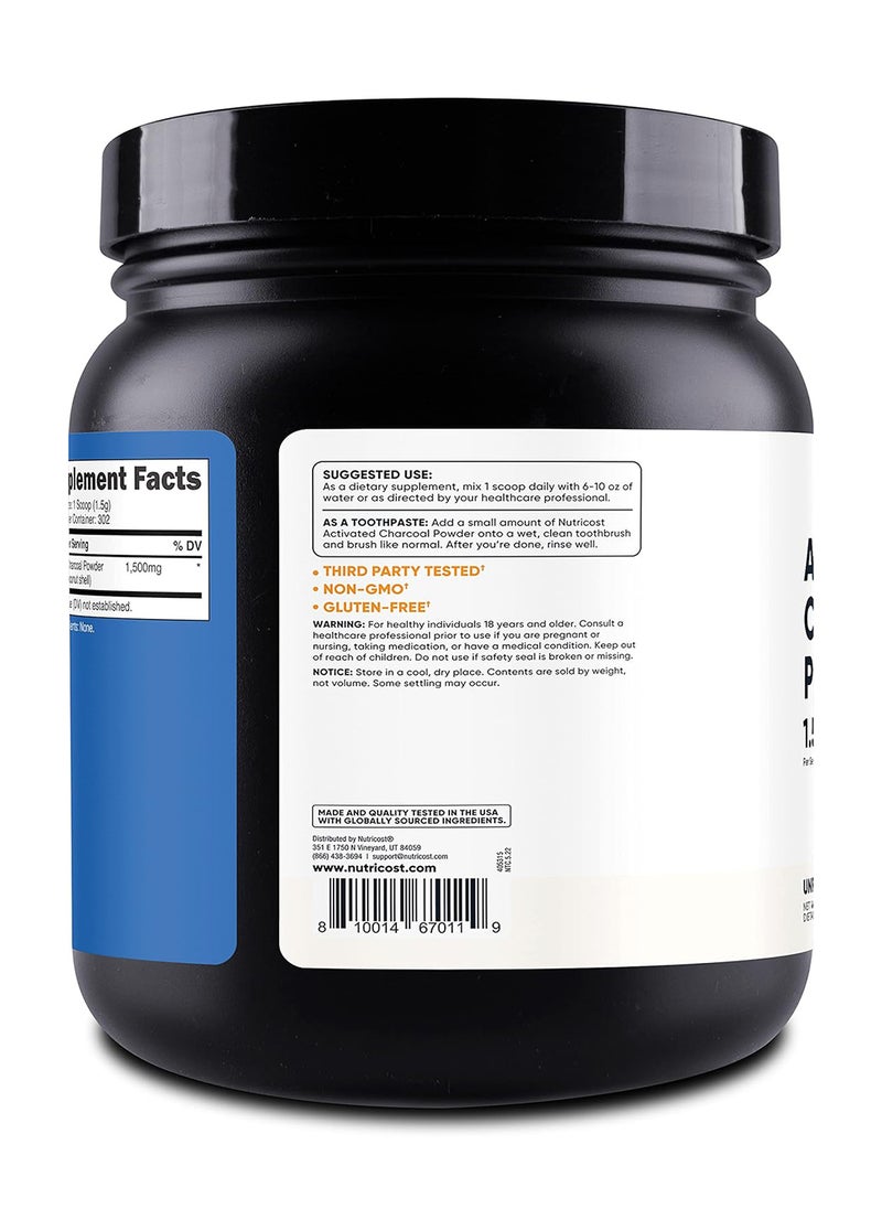 Nutricost - Activated Charcoal Powder 1Lb Food Grade Powder - Image 1