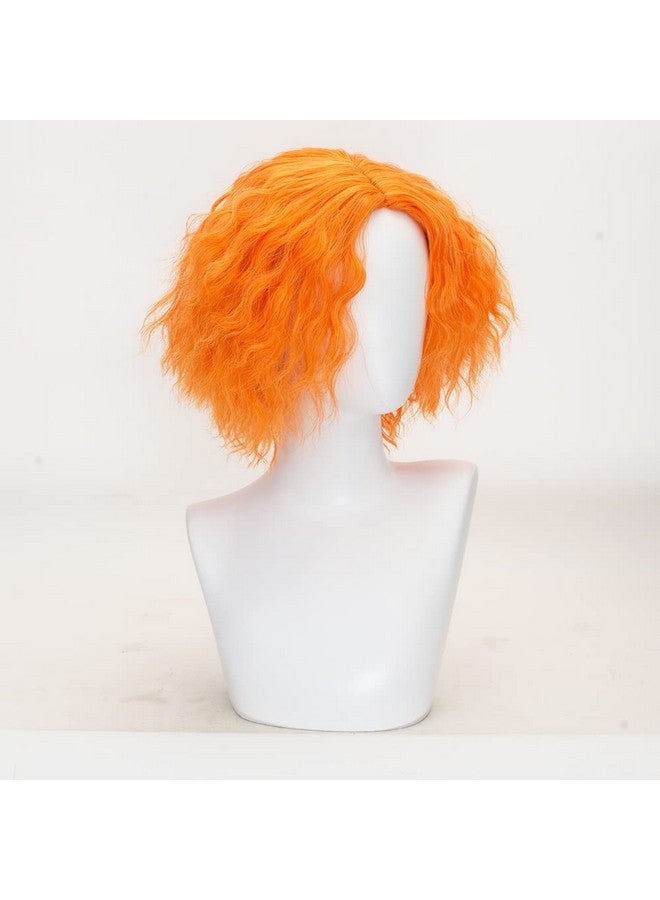 TSNOMORE Unisex Short Orange Cosplay Wig Curly Short Men Halloween Costume Party Cosplay Wig - Image 3