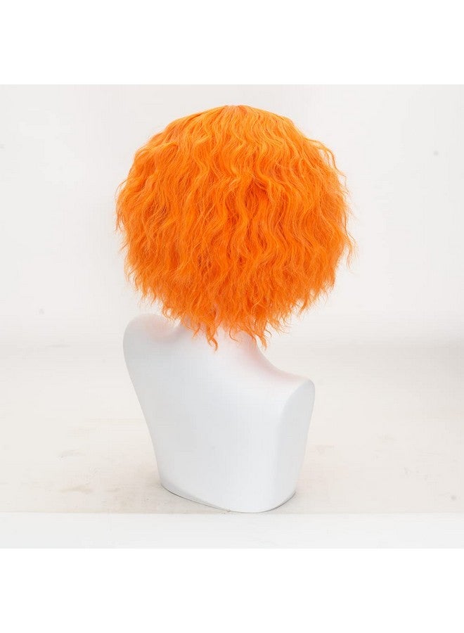 TSNOMORE Unisex Short Orange Cosplay Wig Curly Short Men Halloween Costume Party Cosplay Wig - Image 2