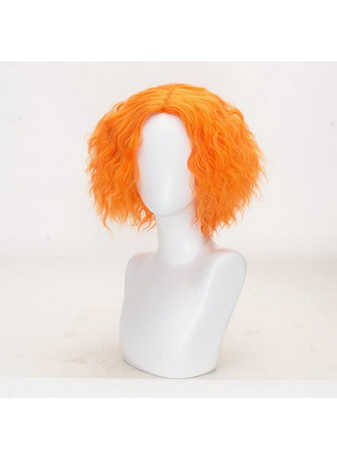 TSNOMORE Unisex Short Orange Cosplay Wig Curly Short Men Halloween Costume Party Cosplay Wig - Image 4