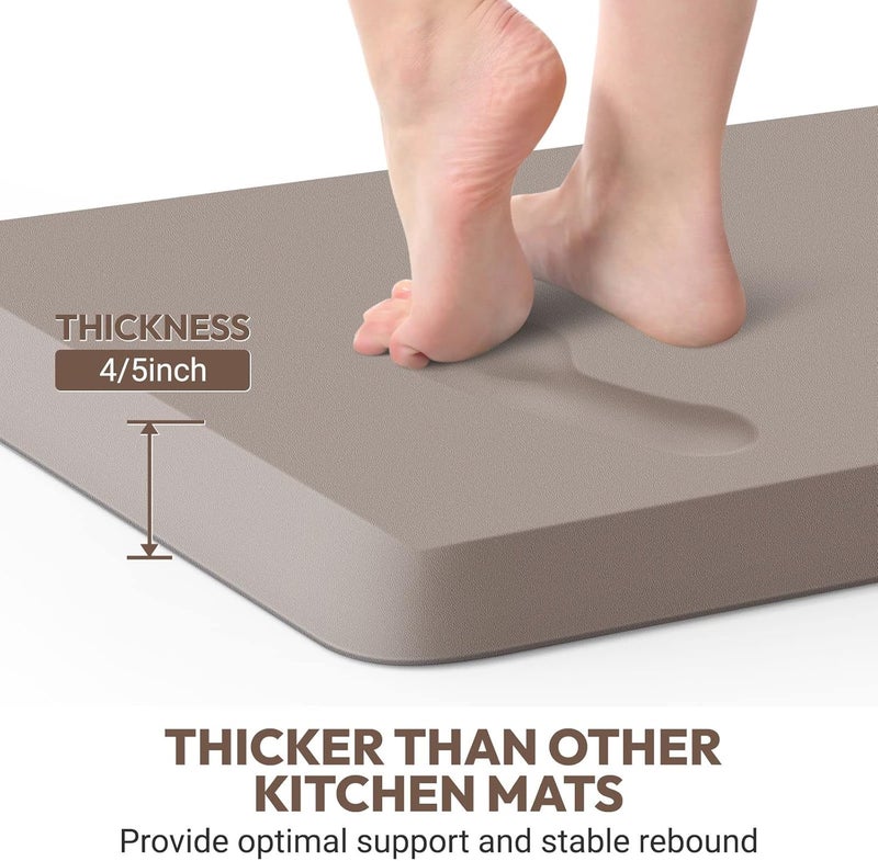 StepLively 4/5 Inch Thick Kitchen Mat - Cushioned Anti Fatigue Mats for Kitchen Floor - Easy to Clean, Waterproof, Non-Slip Kitchen Rug for Sink, Office, Kitchen (22''x72'' Khaki) - Image 2