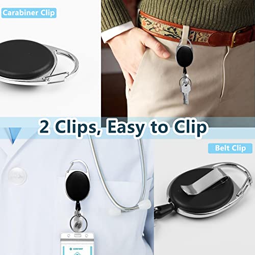 Simetufy 15 Pack Retractable Badge Holder with Carabiner Reel Clip, Retractable Keychain Lanyards ID Card Holder with Belt Clip Heavy Duty Key Name Tag Extender for Office Employee Work - Image 4