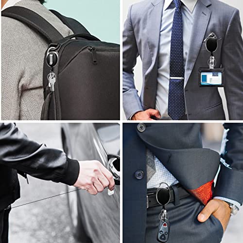 Simetufy 15 Pack Retractable Badge Holder with Carabiner Reel Clip, Retractable Keychain Lanyards ID Card Holder with Belt Clip Heavy Duty Key Name Tag Extender for Office Employee Work - Image 5