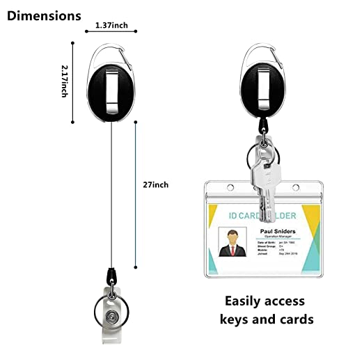 Simetufy 15 Pack Retractable Badge Holder with Carabiner Reel Clip, Retractable Keychain Lanyards ID Card Holder with Belt Clip Heavy Duty Key Name Tag Extender for Office Employee Work - Image 2