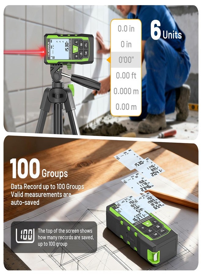 Huepar 3-in-1 Laser Measuring Tool, 400Ft Laser Measure & 33Ft Green Cross Line Laser Level & 6.5Ft Tape Measure, Rechargeable, Voice Broadcast, Multi-Mode, Rugged for Construction &Home Use, SW-T120 - Image 5