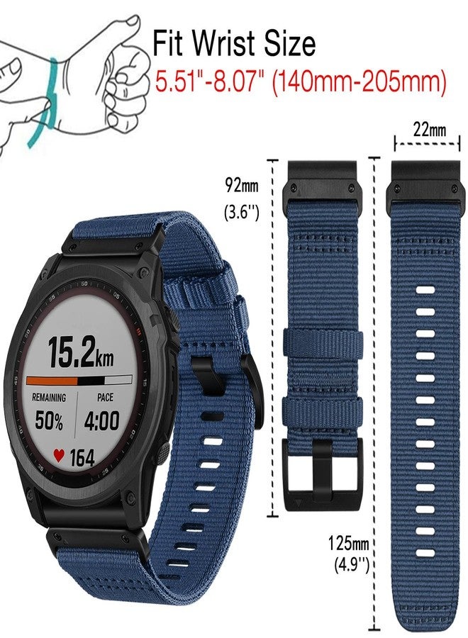 Abanen Upgraded Quick Fit 22mm Nylon Watch Bands for Garmin Fenix 7 / Fenix 6 / Fenix 5 / EPIX Pro 47mm, Adjustable Woven Webbing Sports Strap with Stainless Steel Clasp for Forerunner 955 - Image 5