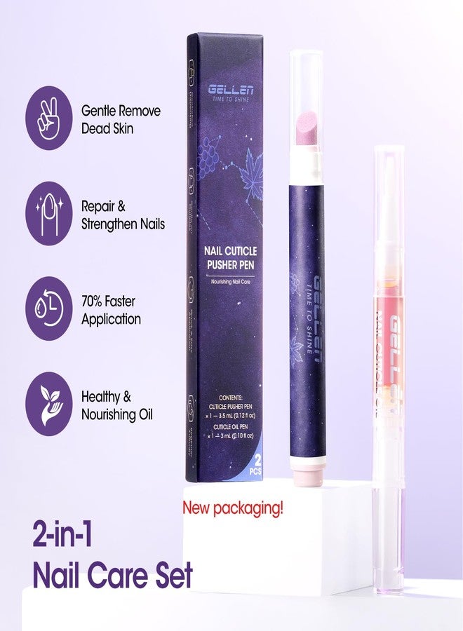 Gellen Ceramic Cuticle Oil Pusher Pen, 2Pcs Cuticle Remover Pen & Moisturizing Cuticle Oil Pen for Hangnails & Dry Cuticles, 2-in-1 Cuticle Care Set for Home and Salon Use - Image 2