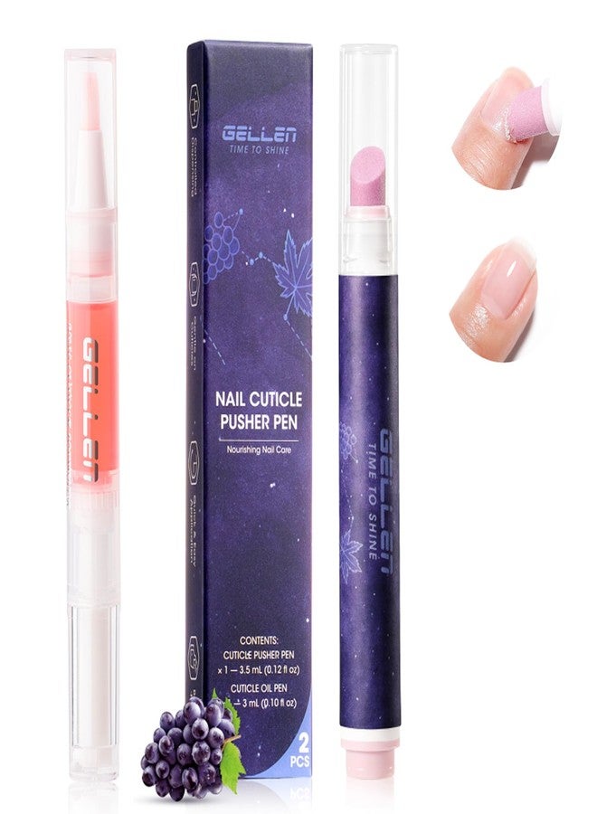 Gellen Ceramic Cuticle Oil Pusher Pen, 2Pcs Cuticle Remover Pen & Moisturizing Cuticle Oil Pen for Hangnails & Dry Cuticles, 2-in-1 Cuticle Care Set for Home and Salon Use - Image 1