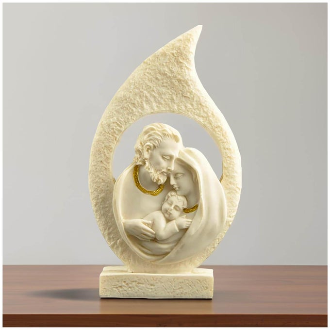 HOLY FAMILY STATUE 5 RESIN NATIVITY FIGURINE OF JOSEPH MARY AND BABY JESUS CATHOLIC RELIGIOUS SCULPTURE FOR HOME ALTAR PRAYER SPACE