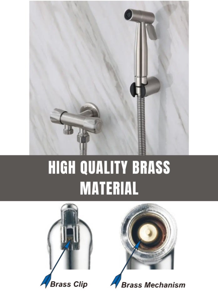 MODI Stainless Steel Shattaf Hand Spray Set Handheld Bidet Sprayer for Toilet with Hose & Holder Jet Spray - Image 5