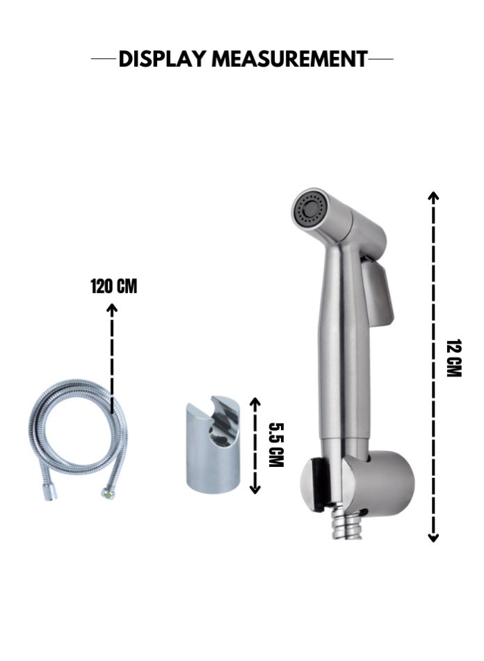 MODI Stainless Steel Shattaf Hand Spray Set Handheld Bidet Sprayer for Toilet with Hose & Holder Jet Spray - Image 3