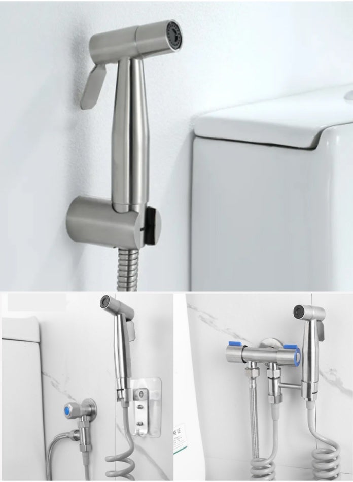 MODI Stainless Steel Shattaf Hand Spray Set Handheld Bidet Sprayer for Toilet with Hose & Holder Jet Spray - Image 1