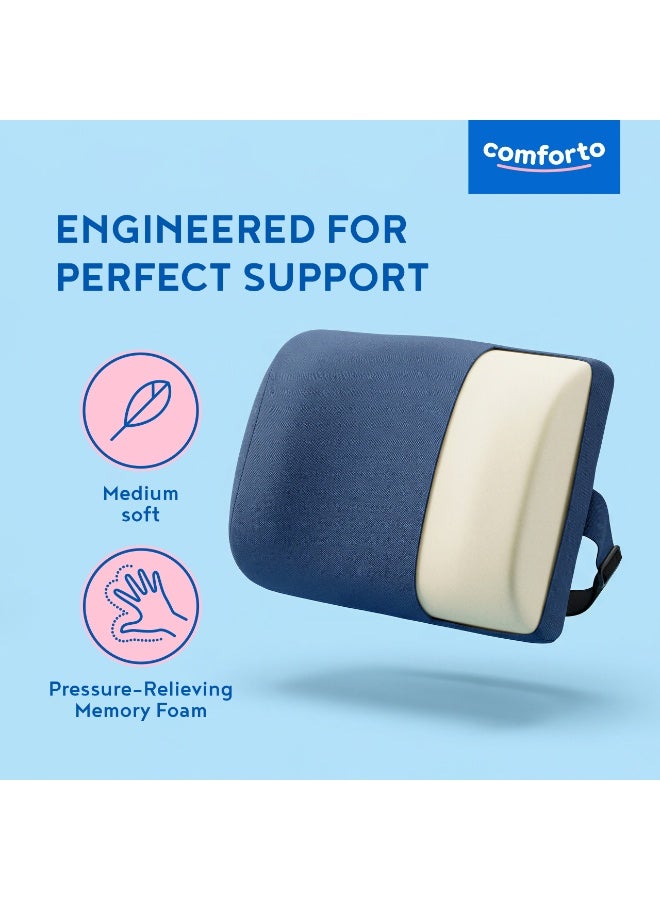 Comforto Lumbar Back Support Pillow for Car & Office, Ergonomic Waist Cushion, Adjustable Strap, Breathable Cover, 33x24x11 cm - Image 3