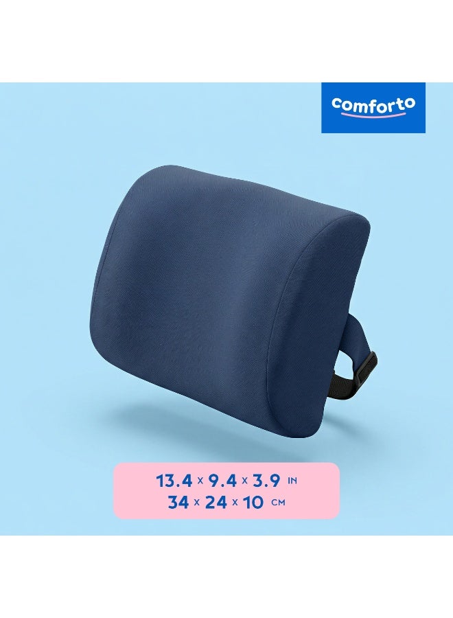 Comforto Lumbar Back Support Pillow for Car & Office, Ergonomic Waist Cushion, Adjustable Strap, Breathable Cover, 33x24x11 cm - Image 2