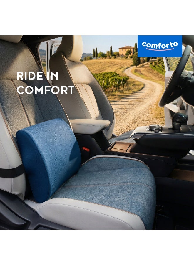 Comforto Lumbar Back Support Pillow for Car & Office, Ergonomic Waist Cushion, Adjustable Strap, Breathable Cover, 33x24x11 cm - Image 4