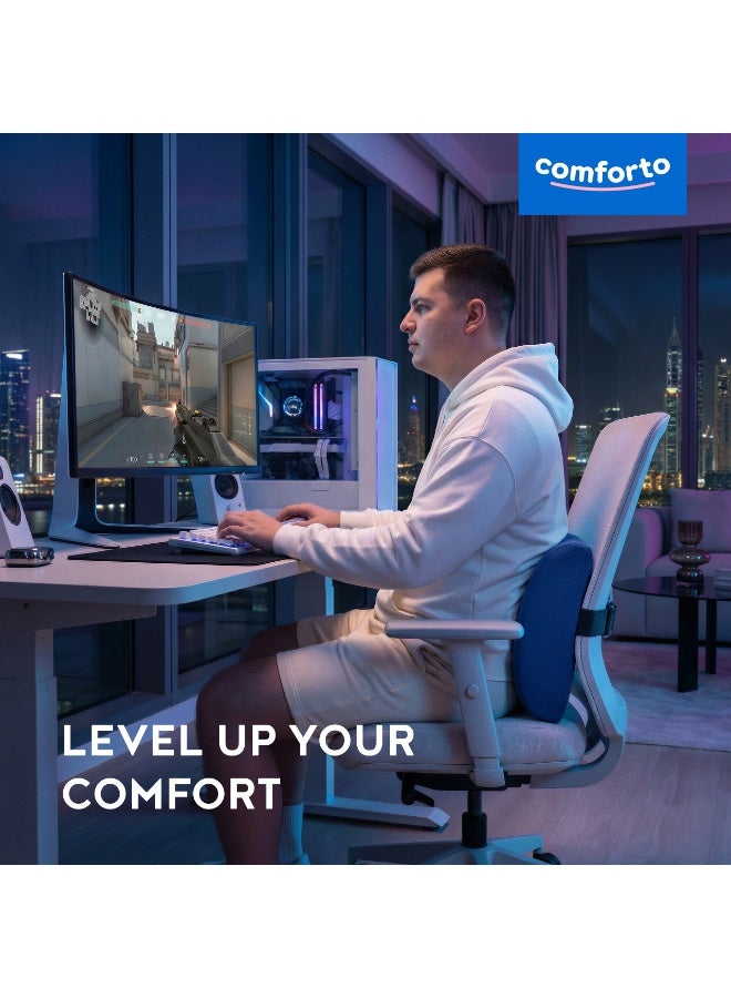 Comforto Lumbar Back Support Pillow for Car & Office, Ergonomic Waist Cushion, Adjustable Strap, Breathable Cover, 33x24x11 cm - Image 5