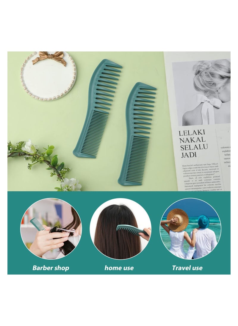 KASTWAVE 4 PCS Large Tooth Fine Tooth Comb Hair Comb for Men Women Wide Tooth Lift Comb Plastic Hairstyle Comb Hairstyling Trimming Cutting Barber Green  - Image 3