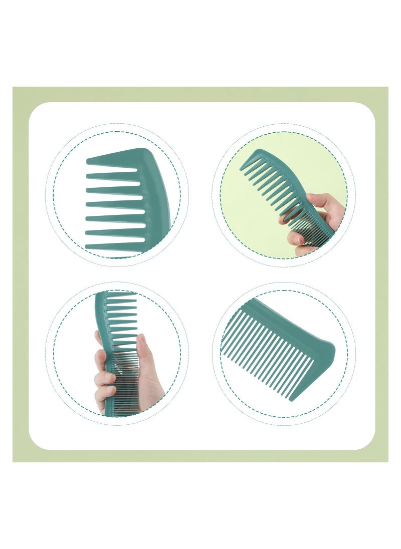 KASTWAVE 4 PCS Large Tooth Fine Tooth Comb Hair Comb for Men Women Wide Tooth Lift Comb Plastic Hairstyle Comb Hairstyling Trimming Cutting Barber Green  - Image 2