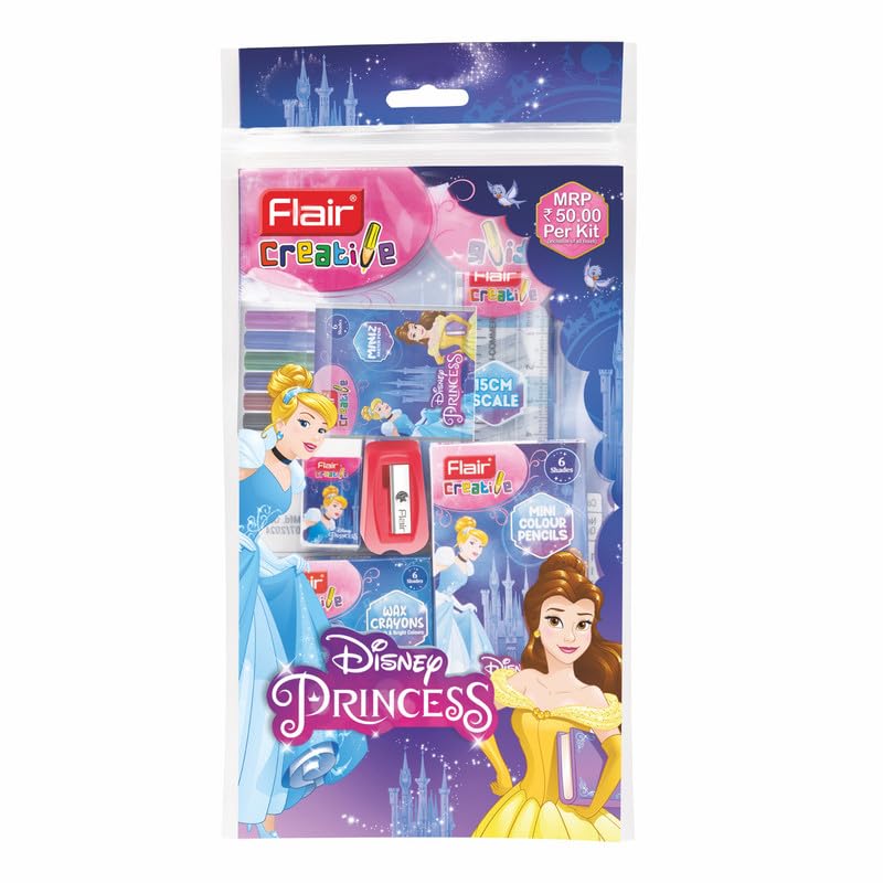 Flair Creative Series Disney Princess Stationery Kit | Combination of 22 Assorted Items | Smart Kit for Your Creative Need & Fun Learning | Ideal Gift Set for Kids | Pack of 3 Kits - Image 1