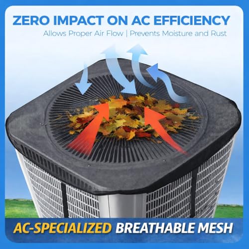 JIFTOK 2Pcs Central Air Conditioner Covers for Outside Units 26 x 26 Breathable AC Mesh Cover Protector Outside Unit Durable AC Cover for Vent Heater Unit Top Universal Defener for All Season - Image 3