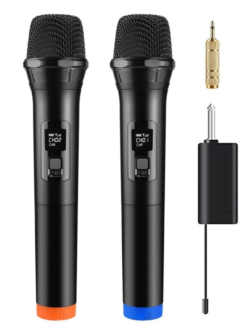 2 pack Wireless Unidirectional Microphone HAndheld Mic With Receiver 1/4 Output For Conference/Weddings/Church/Stage/Party/Karaoke, (Duel Cordless) (Black) - Image 1