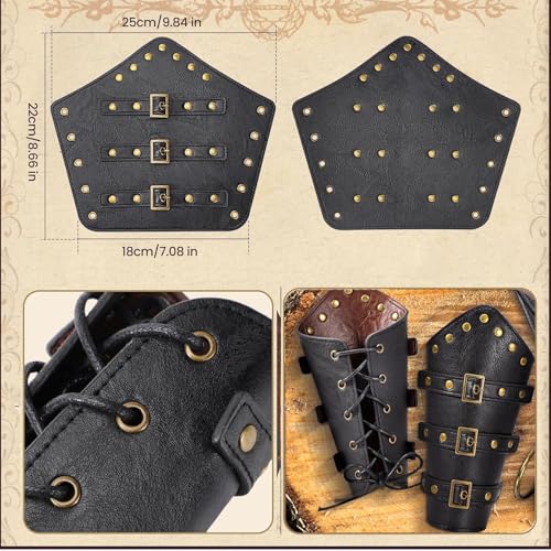 SUMGOGO Renaissance Belt Pouch Purse Viking Bracer Hook Halloween Set Medieval Festival Costume Accessory Casual Fanny Pack Waist Bag (Dual-Black) - Image 5
