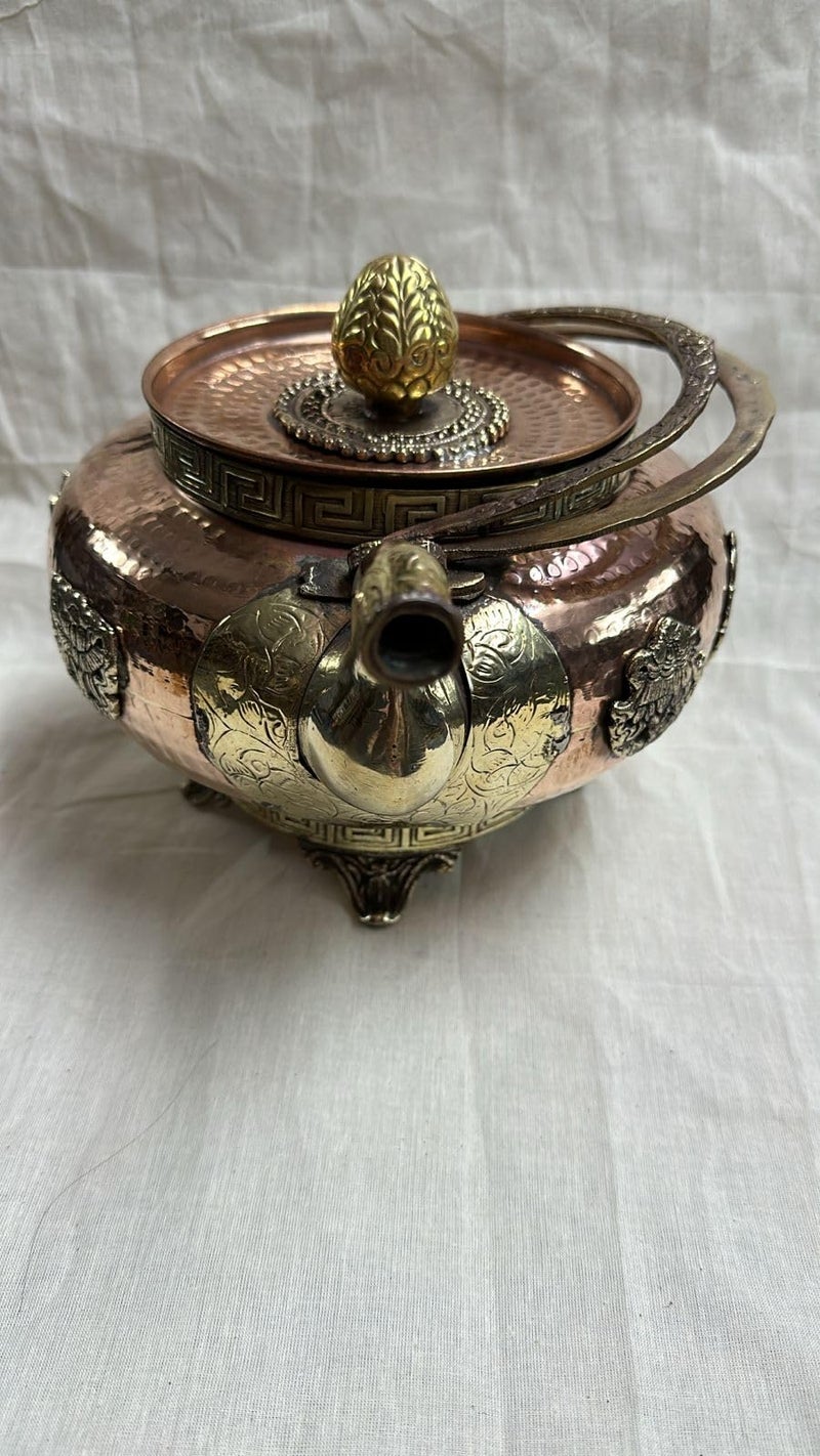 NIM Copper Tea Pot/Kettle Antique Handicraft Tibetan Buddhist Style Beautifully Handmade Design Table Home Decoration Showpiece Item - Image 4