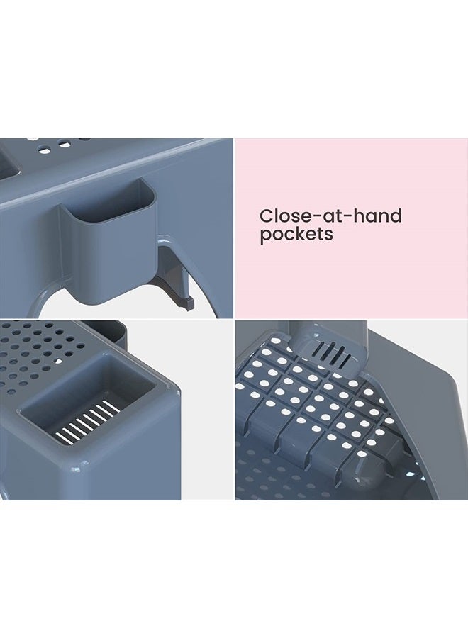 Skywin Shower Shaving Foot Rest - Plastic Shower Stool for Shaving Legs, 3 Pockets Hold Shaving Essentials, 9.27 x 7 x 10 inches (Grey) - Image 4