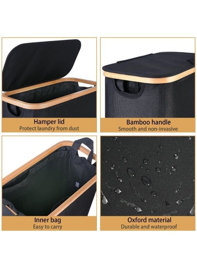 Sinyin Modern Laundry Basket with Lid and Removable Mesh Bag, Large Capacity Dirty Clothes Hamper, Foldable Laundry Bin for Bedroom Bathroom Laundry Room, Nordic Storage Organizer, Black - Image 4