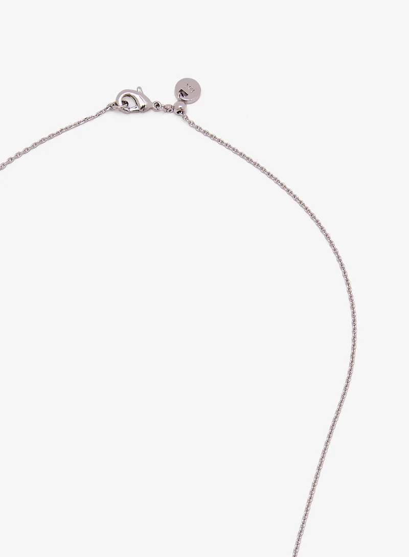 Michael Kors  Michael Kors MK Logo 507mm Silver Round Stone Pendant Ladies Necklace for Women | Best Price UAE