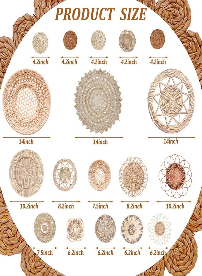 Glenmal 18 Pcs Boho Basket Wall Decals Round Wall Sticker Modern Decor Peel and Stick Decor Sticker Removable Boho Stickers Rustic Art for Bedroom Office, Stickers Only(Elegant Style) - Image 2