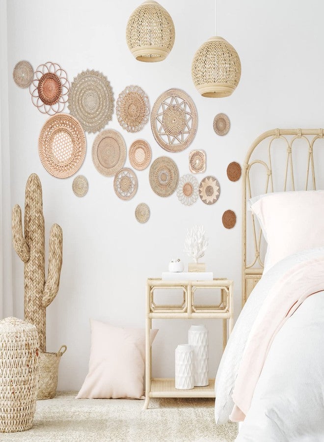 Glenmal 18 Pcs Boho Basket Wall Decals Round Wall Sticker Modern Decor Peel and Stick Decor Sticker Removable Boho Stickers Rustic Art for Bedroom Office, Stickers Only(Elegant Style) - Image 3