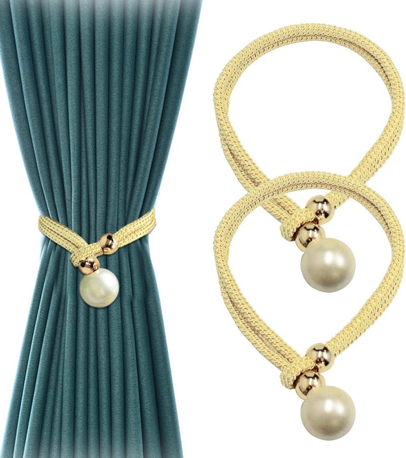 INOVERA (LABEL) 2 Pieces Curtain Holders Tieback - Adjustable Window Curtains Tie Rope - Drapery Hold-Backs Band for Home Office Decorative Accessories (Cream) - Image 1