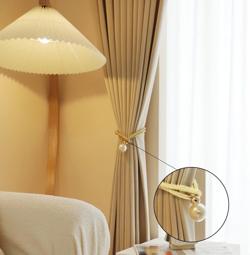 INOVERA (LABEL) 2 Pieces Curtain Holders Tieback - Adjustable Window Curtains Tie Rope - Drapery Hold-Backs Band for Home Office Decorative Accessories (Cream) - Image 4