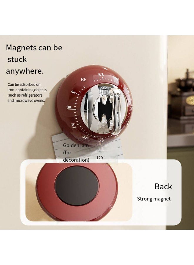 Retro Mechanical Kitchen Timer, Battery-Free 0-60 Minute Silent Countdown - Image 1