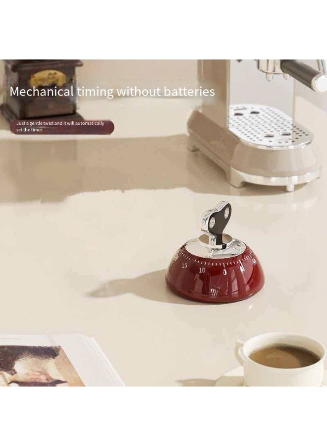 Retro Mechanical Kitchen Timer, Battery-Free 0-60 Minute Silent Countdown - Image 2