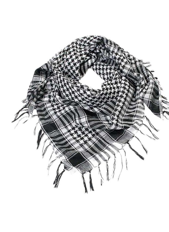 POSH - Palestine Keffiyeh & Shemagh Scarf For Men & Women 100% Cotton Black & White Stripe Arafat Tactical Arab Traditional Desert Rave Bandana Head Wrap One Size - Image 1