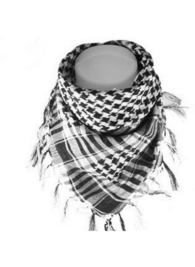 POSH - Palestine Keffiyeh & Shemagh Scarf For Men & Women 100% Cotton Black & White Stripe Arafat Tactical Arab Traditional Desert Rave Bandana Head Wrap One Size - Image 1