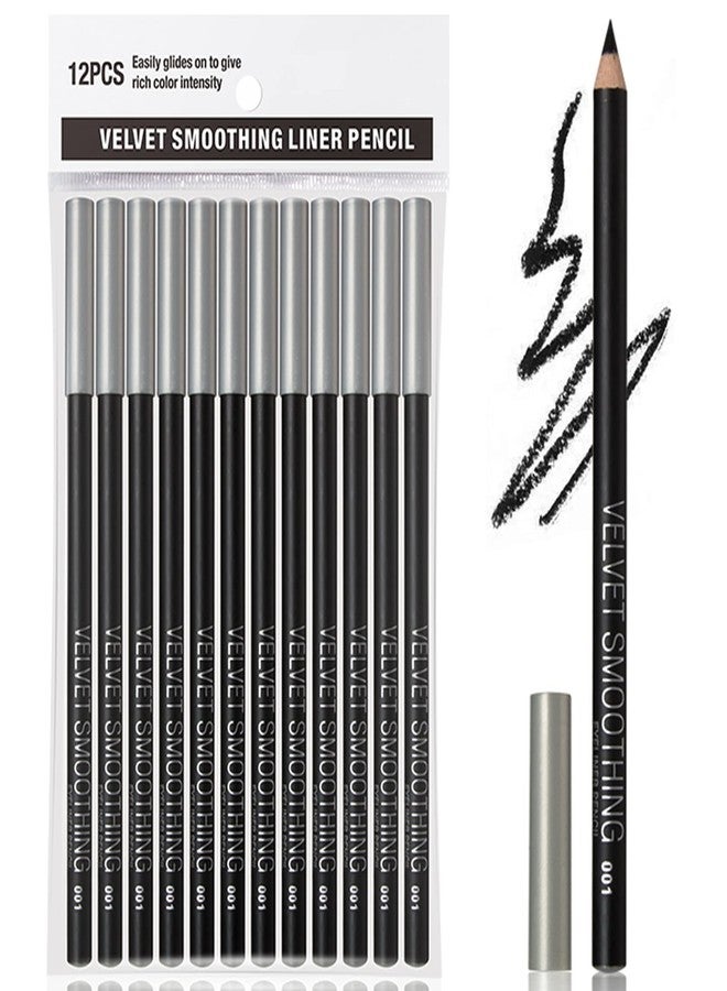 Erinde 12PCS Black Eyeliner Pencil Set, Soft Black Eye Liner Eyebrow pencil Waterproof Natural Matte Hypoallergenic Eyeliners Makeup Pencils, Easy to Color, Long Lasting, Halloween Makeup for Women - Image 1