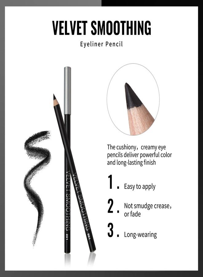 Erinde 12PCS Black Eyeliner Pencil Set, Soft Black Eye Liner Eyebrow pencil Waterproof Natural Matte Hypoallergenic Eyeliners Makeup Pencils, Easy to Color, Long Lasting, Halloween Makeup for Women - Image 4